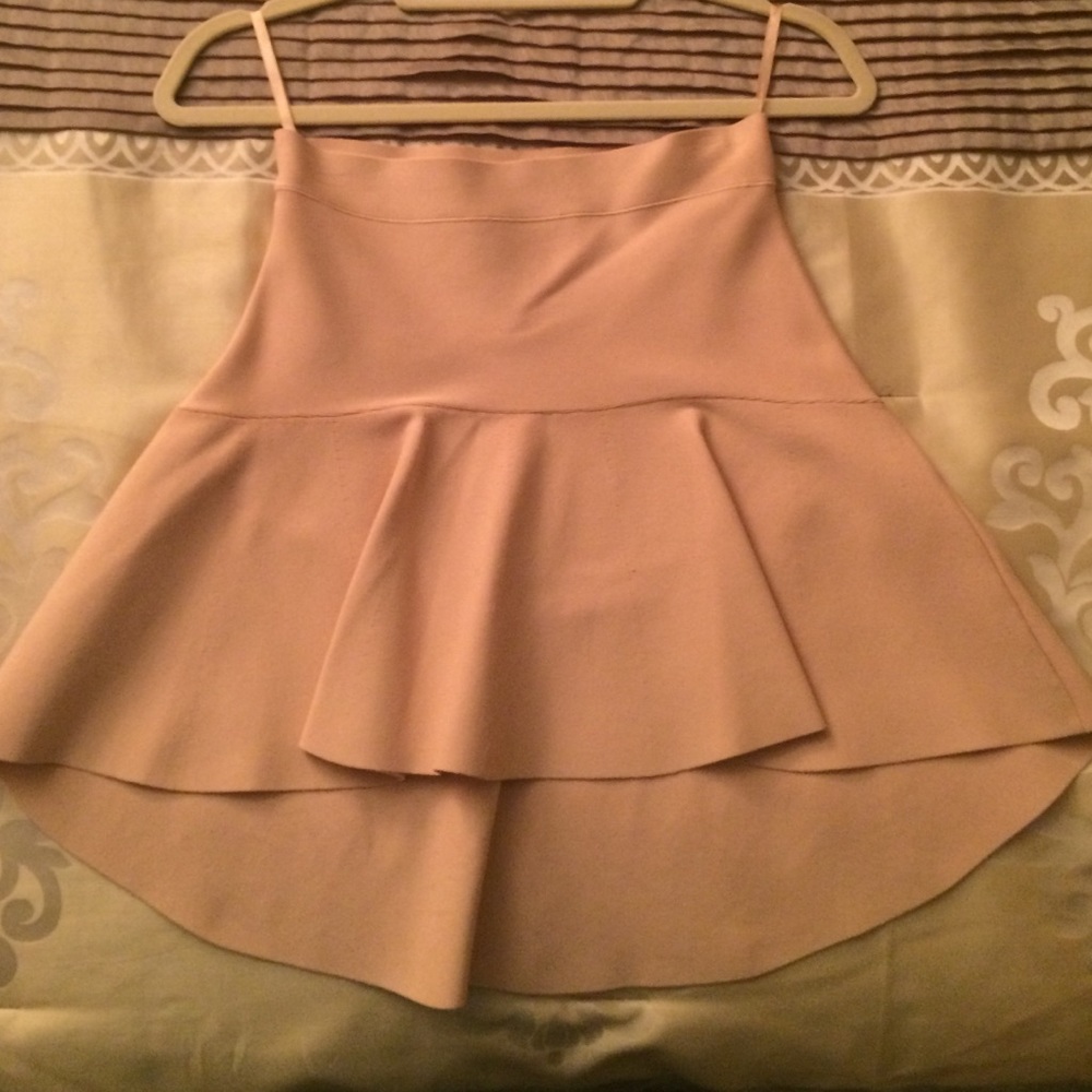 BCBG pale pink bandage mini-skirt